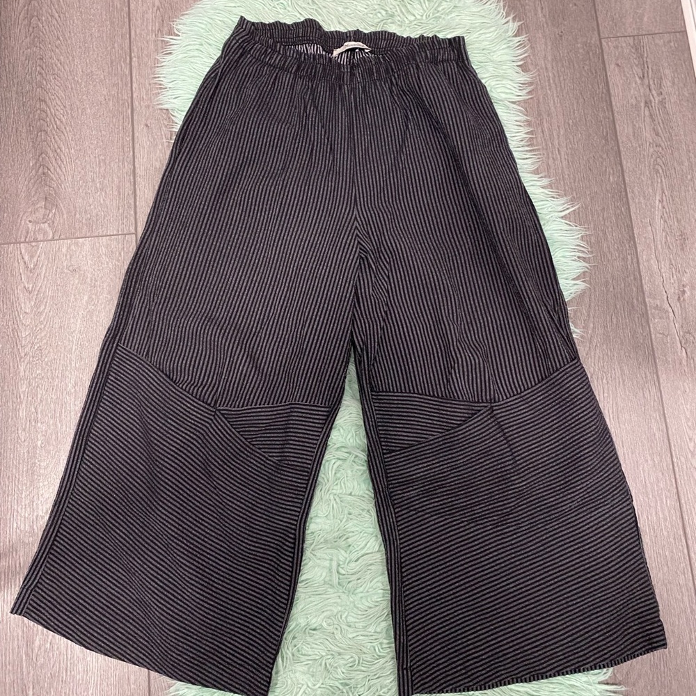 Elegant Black Striped Wide Leg Pants